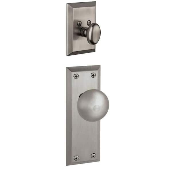 Grandeur Fifth Avenue Single Cylinder Antique Pewter Combo Pack Keyed Differently with Knob and Matching Deadbolt