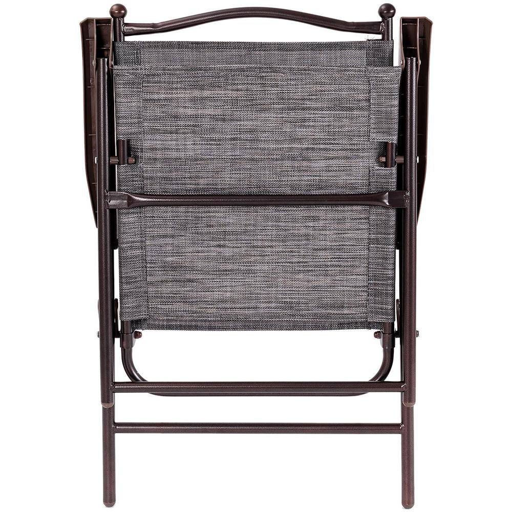 Gray Steel Frame Folding Camping Chairs with Arms, Set of 2