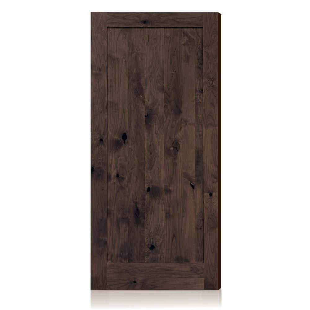 CALHOME 36 in. x 80 in. Knotty Alder Wood 1-Panel Shaker Solid