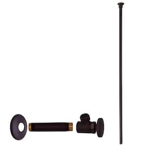 1/2 in. IPS x 3/8 in. OD x 20 in. Flat Head Supply Line Kit with Round Handle Angle Shut Off Valve, Matte Black