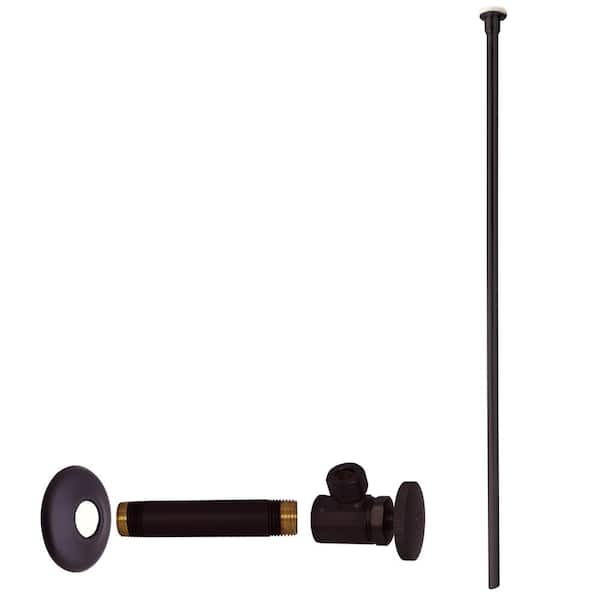 Westbrass 1/2 in. IPS x 3/8 in. OD x 20 in. Flat Head Supply Line Kit with Round Handle Angle Shut Off Valve, Matte Black