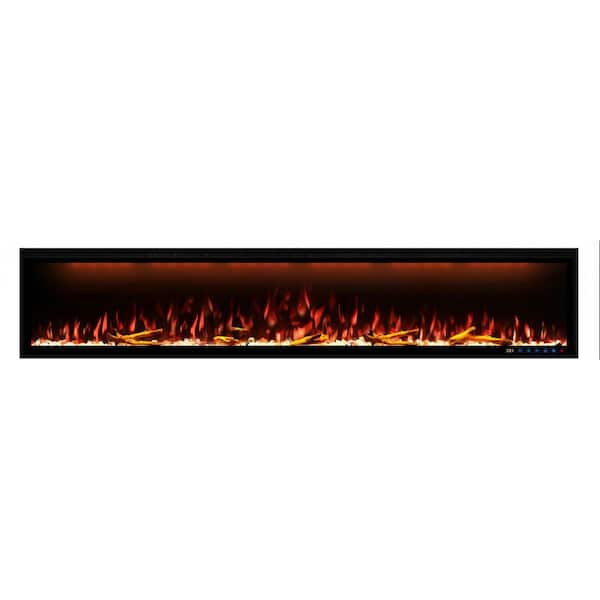 88 in. Smart WiFi Wall Mounted Recessed Electric Fireplace Insert with Alexa Control and 13 Flame Colors