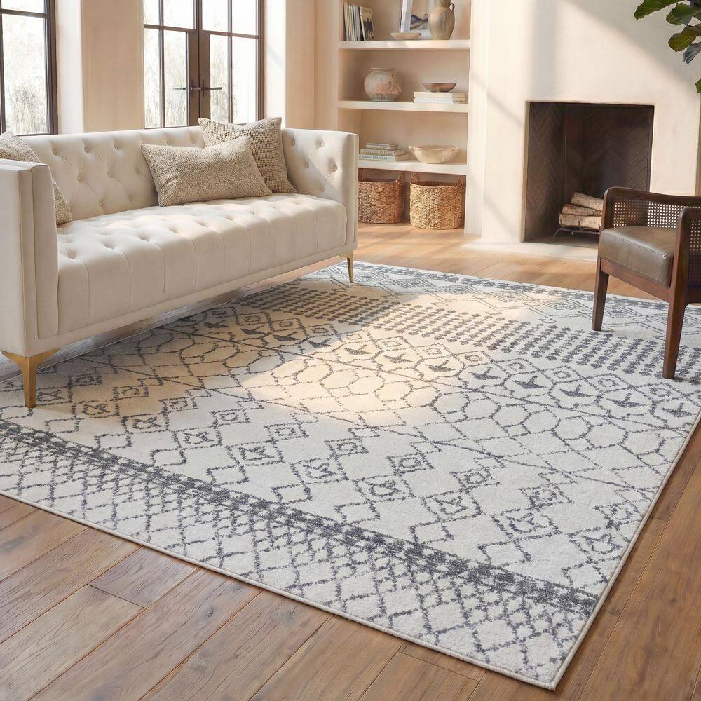 Tulum 12 ft. x 18 ft. Ivory/Gray Diamond Tribal Area Rug price history on PriceWatchPro