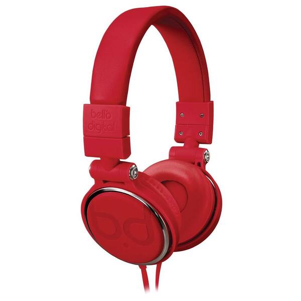 Bell'O Digital BDH806 Series Over-the-Head Headphones with Track Control and Microphone in Red