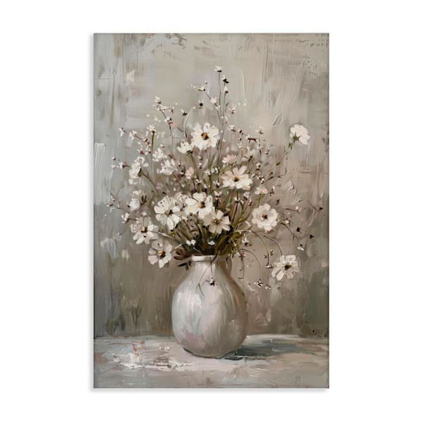 Stupell Industries Vintage Still Life Daisies by LSR Design Studio Unframed Nature Graphic Art Print 36 in. x 24 in.