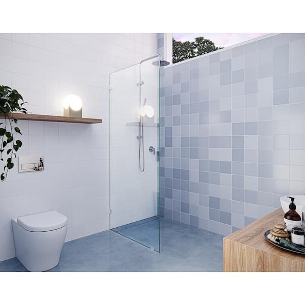 Glass Warehouse Vela 32.5 in. W x 78 in. H Frameless Fixed Single Panel Shower Door in Polished Nickel Without Handle