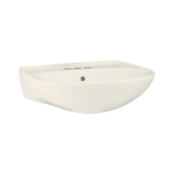 STERLING Sacramento 9 in. Wall-Hung Vitreous China Pedestal Sink Basin in Biscuit with Overflow Drain