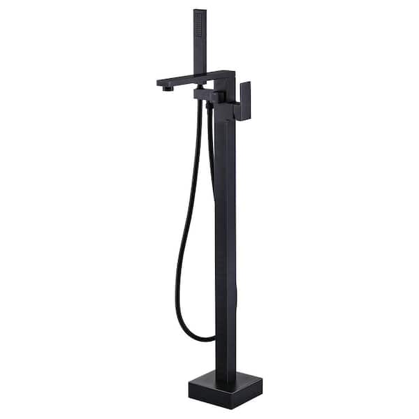 Brass Single-Handle Floor Mount Claw Foot Freestanding Tub Faucet Bathtub Filler with Hand Shower in Oil Rubbed Bronze
