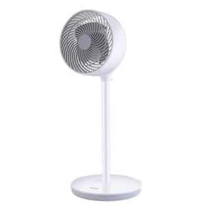 Oscillating 7 in. 3-Fan Speeds Standing Pedistal Fan in White with Timer, Remote Control, Low Noise