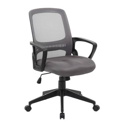 25 in. Width Big and Tall Grey Fabric Ergonomic Chair with Swivel Seat