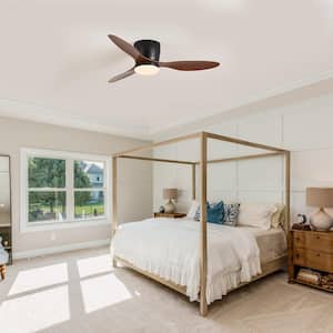 42 in. Walnut LED Integrated Indoor Ceiling Fan with Light and Remote