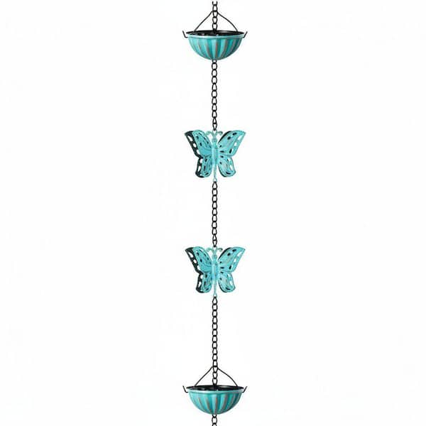 8.5 ft. Butterfly Rain Chain, Decorative Garden Rain Cups