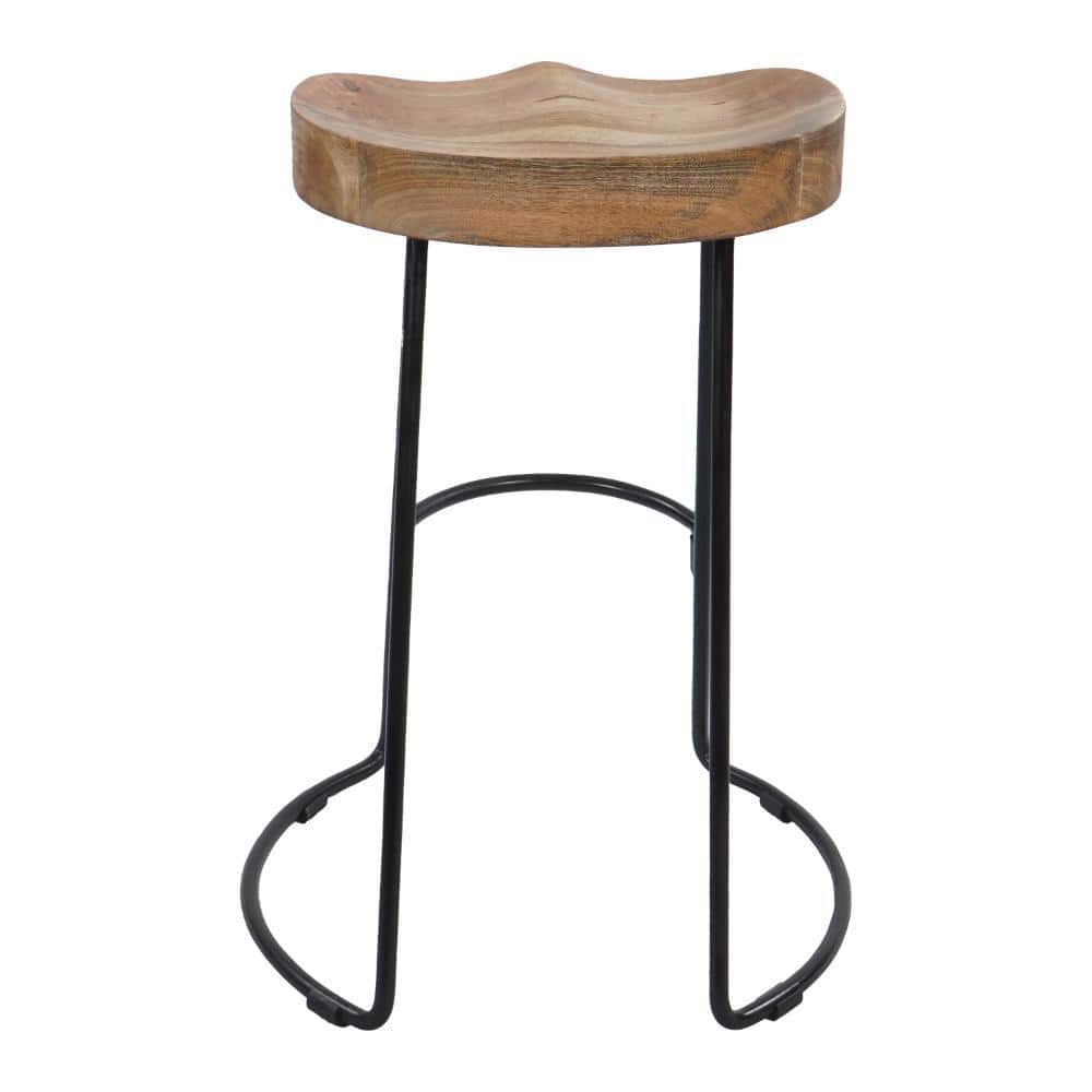 Ela Industrial Saddle-Style Backless Metal Counter Stool, Black, Set of 2