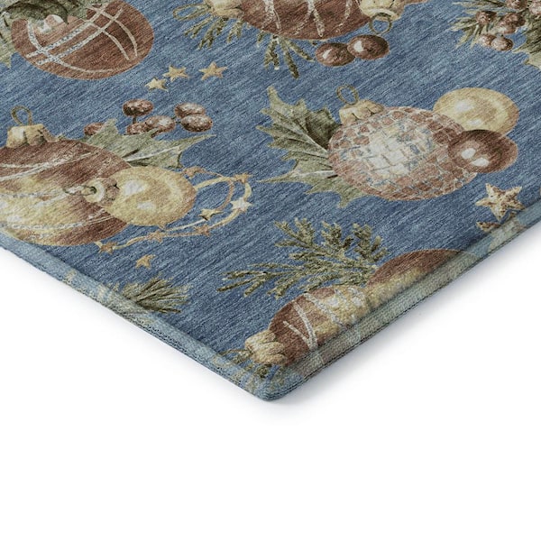 Mayfield Premium Machine Washable Abstract AMF1828 Denim 3 ft. x 4 ft. Area Rug
