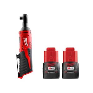 M12 12V Lithium-Ion Cordless 3/8 in. Ratchet with 1.5 Ah Battery Pack (2-Pack)