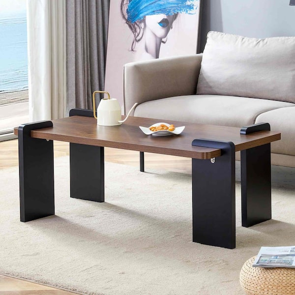 39.3 in. Walnut Rectangle MDF Coffee Table