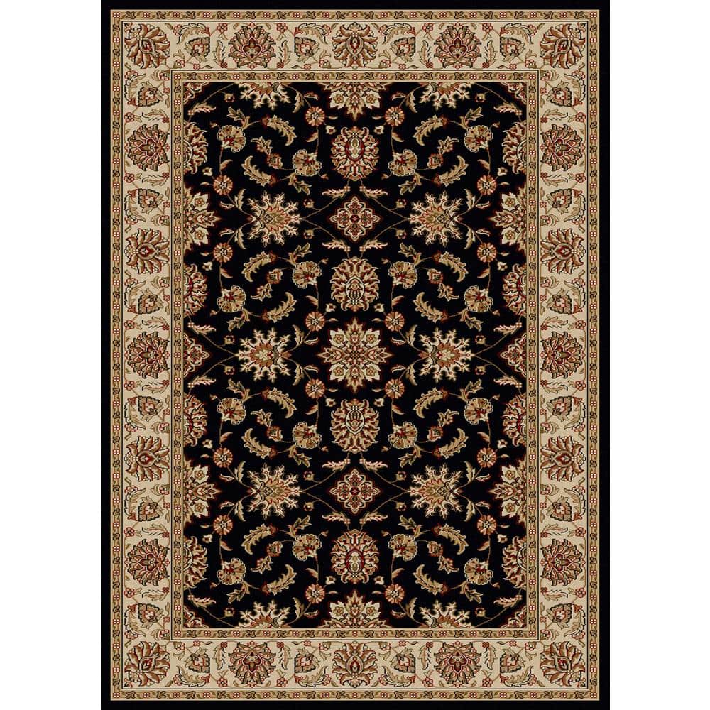 Como Black 8 ft. x 11 ft. Traditional Oriental Floral Area Rug