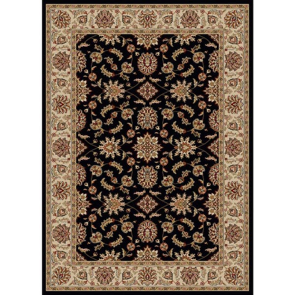 RADICI USA Como Black 3 ft. x 5 ft. Traditional Oriental Floral Area Rug