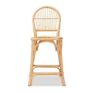 Wina 39 in. Natural Low Back Rattan Counter Height Bar Stool