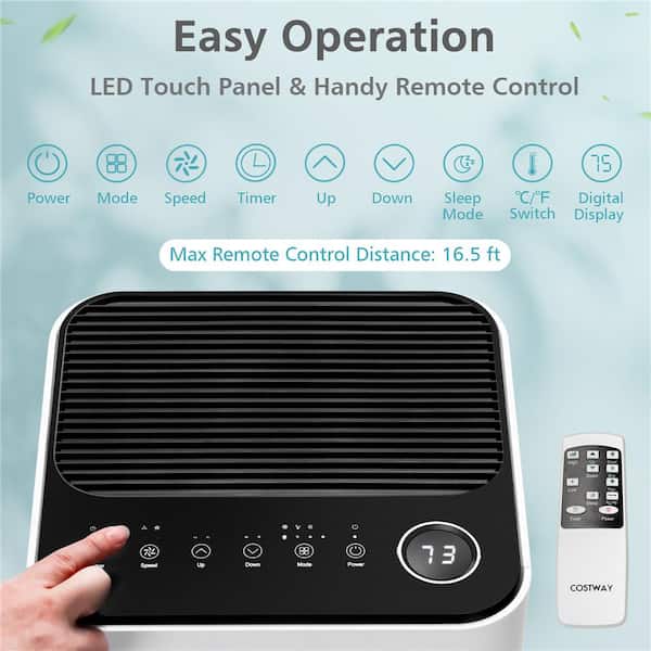 6,000 BTU Portable Air Conditioner Cools 350 Sq. Ft. with Dehumidifier, Remote and Fan Mode in Black