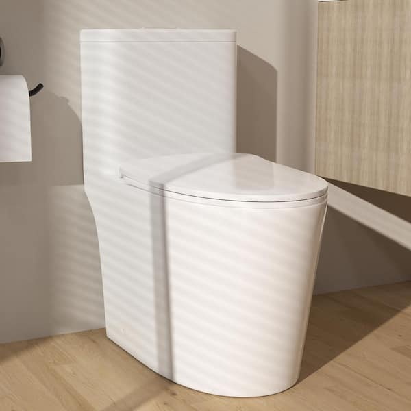 GIVING TREE 1-piece 1.1 GPF/1.6 GPF Dual Flush Elongated Toilet in White Slow-Close, Seat Included