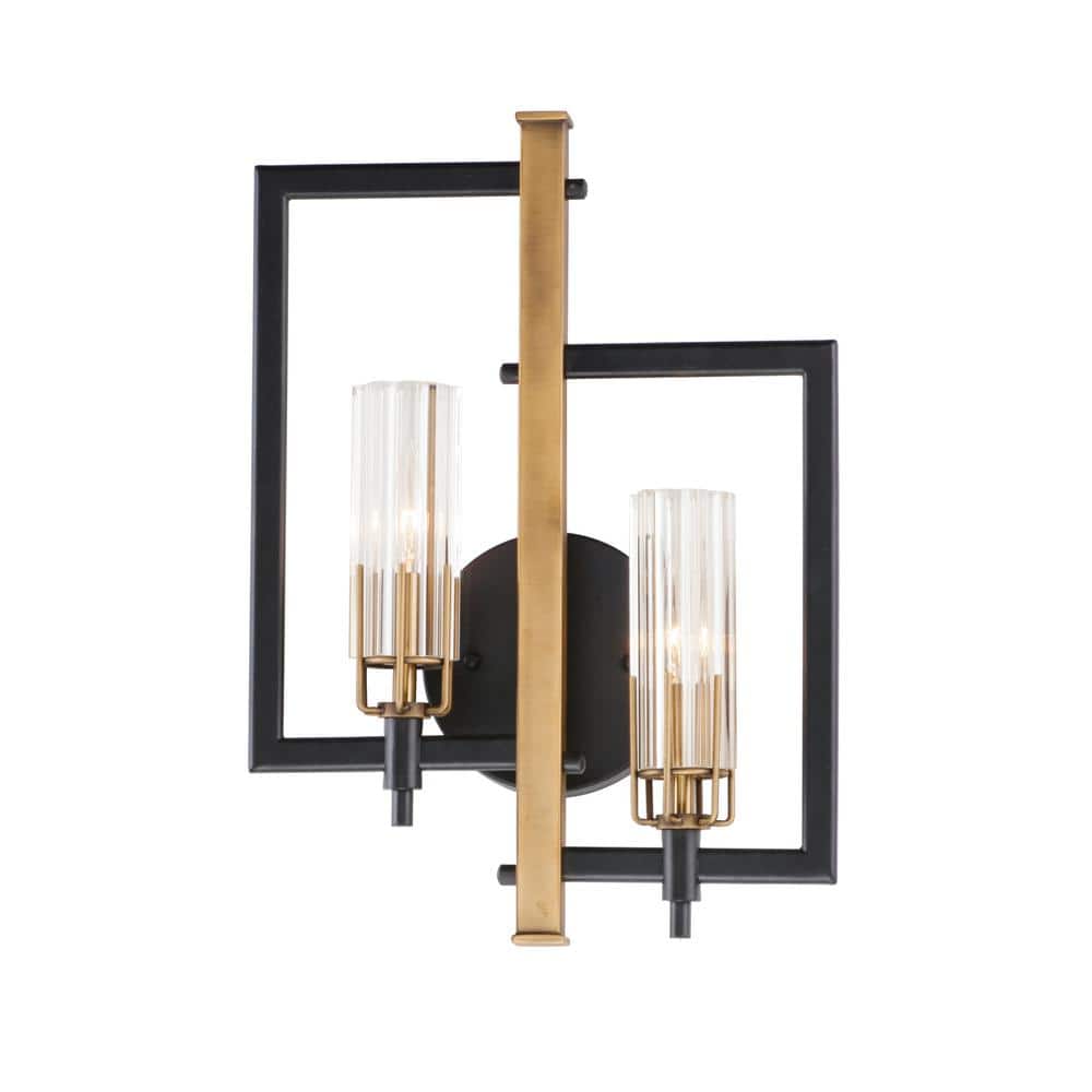 Flambeau 13 in. 2-Light Wall Sconce Black Vanity Light price history on PriceWatchPro