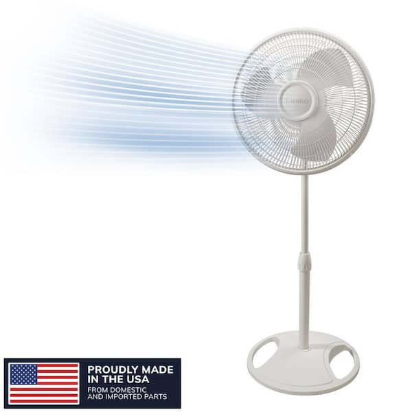 16 in. 3 Speed Oscillating Pedestal Fan for Home in White with Adjustable Height, Tillt Back Head and Easy Assembly