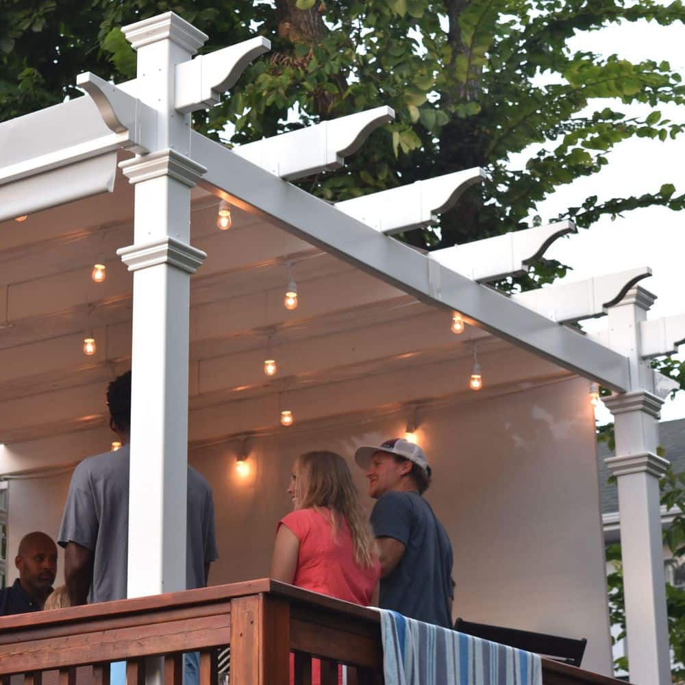 Malibu 10' x 10' White Vinyl Pergola with Canopy