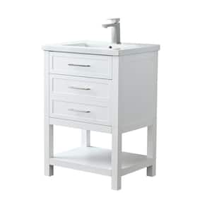 Arlo 24 in. W x 18 in. D x 34 in. H Bath Vanity in White with White Ceramic Top