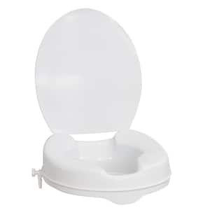 Raised Toilet Seat with Lid, White, 2 in.