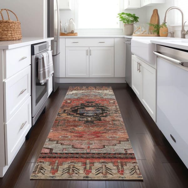 Chantille Machine Washable Indoor/Outdoor Abstract ACN1776 Paprika 2 ft. 3 in. x 7 ft. 6 in. Runner Rug