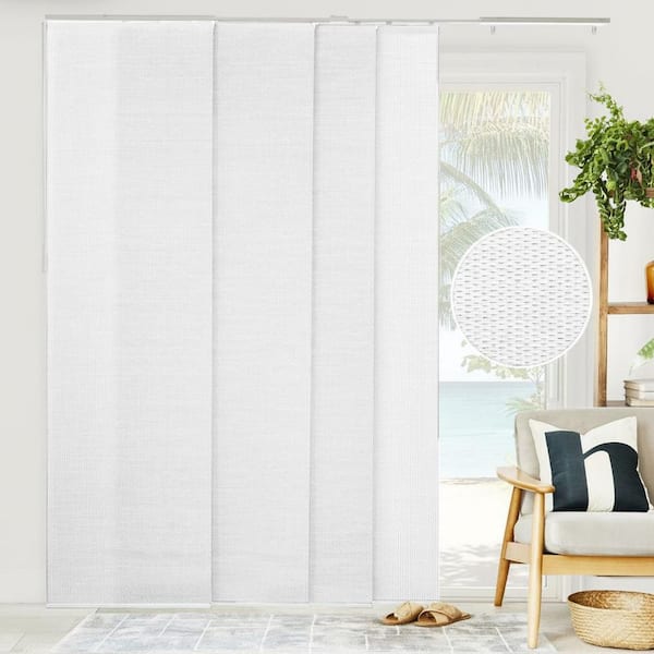 Chicology Woven Cut-to-Size White Light Filtering Adjustable Sliding Panel Track Blind w/ 23 in Slats Up to 86 in. W X 96 in. L