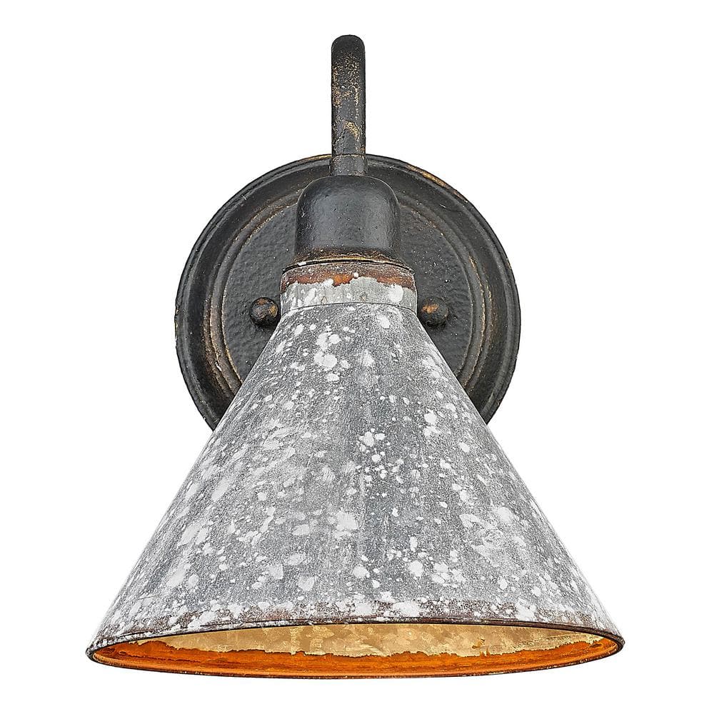 Jasper Antique Black Iron Dimmable Wall Sconce with Gray Shade