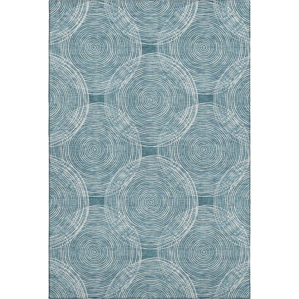 Mayfield Premium Machine Washable Abstract AMF2534 Teal 10 ft. x 14 ft. Area Rug