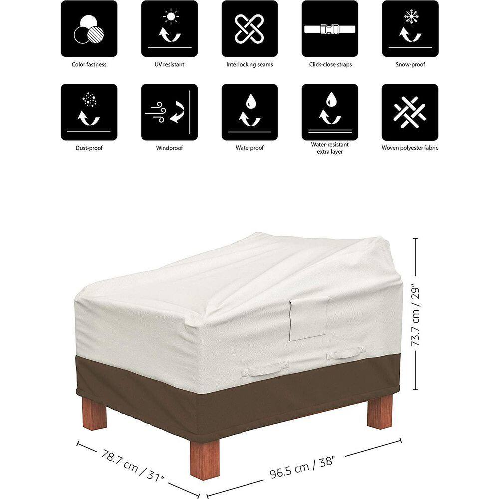Beige and Brown Water Resistant Outdoor Patio Chair Covers, Set of 2