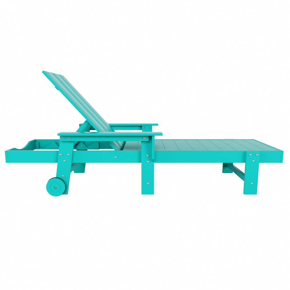Turquoise Adjustable All-Weather Poly Outdoor Chaise Lounge