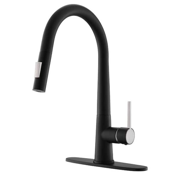 Single Handle Pull Down Sprayer Kitchen Faucet with Advanced Spray in Black