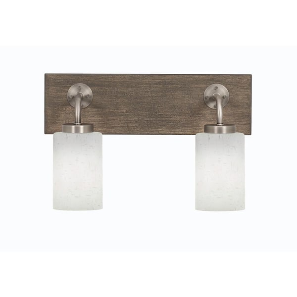 Unbranded Kirby 16 in. 2-Light Graphite and Painted Distressed Wood-look Metal Vanity Light
