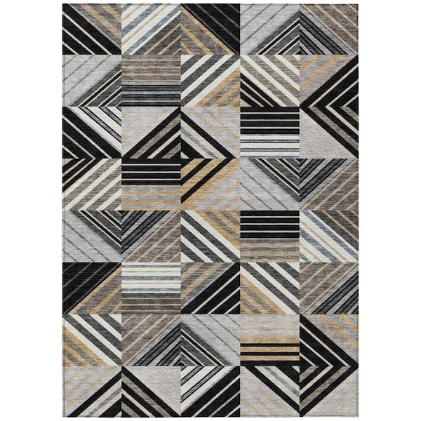 Chantille Machine Washable Indoor/Outdoor Abstract ACN2399 Black 3 ft. x 4 ft. Area Rug