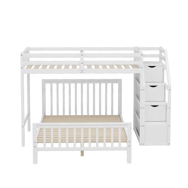wetiny Twin over Full Loft Bed with Staircase