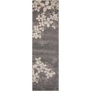 Maxell Charcoal 2 ft. x 8 ft. Oriental Modern Kitchen Runner Area Rug
