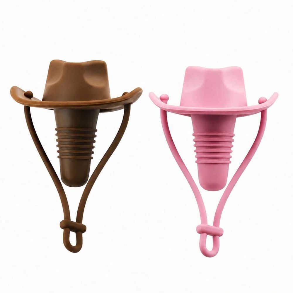 Cowboy Hat Silicone Wine Stoppers Set of 2 Coffee Brown and Pink Reusable for Wine Bottles and Gifts price history on PriceWatchPro