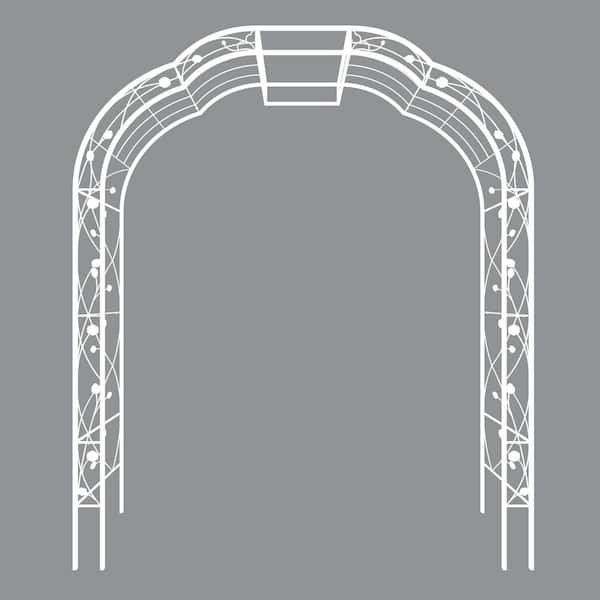 Unbranded 86.7 in. H Cream White Metal Garden Arch Trellis for Climbing Plants and Support Rose for Outdoor