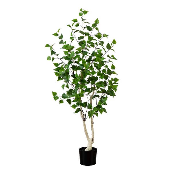 Nearly Natural 5 ft. Artificial Birch Tree with Real Touch Leaves