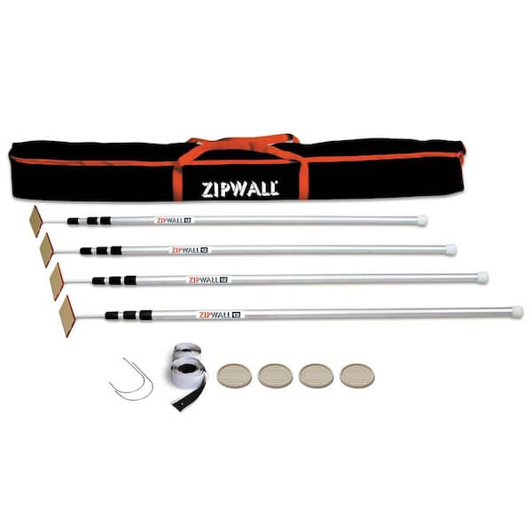 12 ft. Aluminum Dust Barrier Pole - Silver (4-Pack) with Zippers and Carry Bag