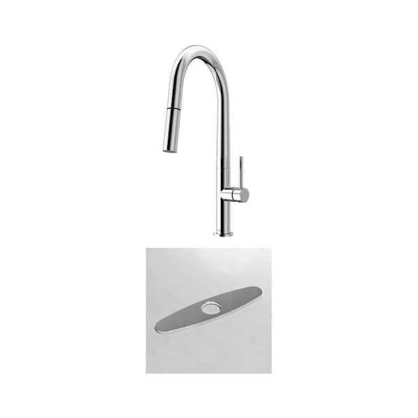 Greenwich Single Handle Pull-Down Sprayer Kitchen Faucet with 10 in. Deck Plate in Chrome (2-Piece Set)