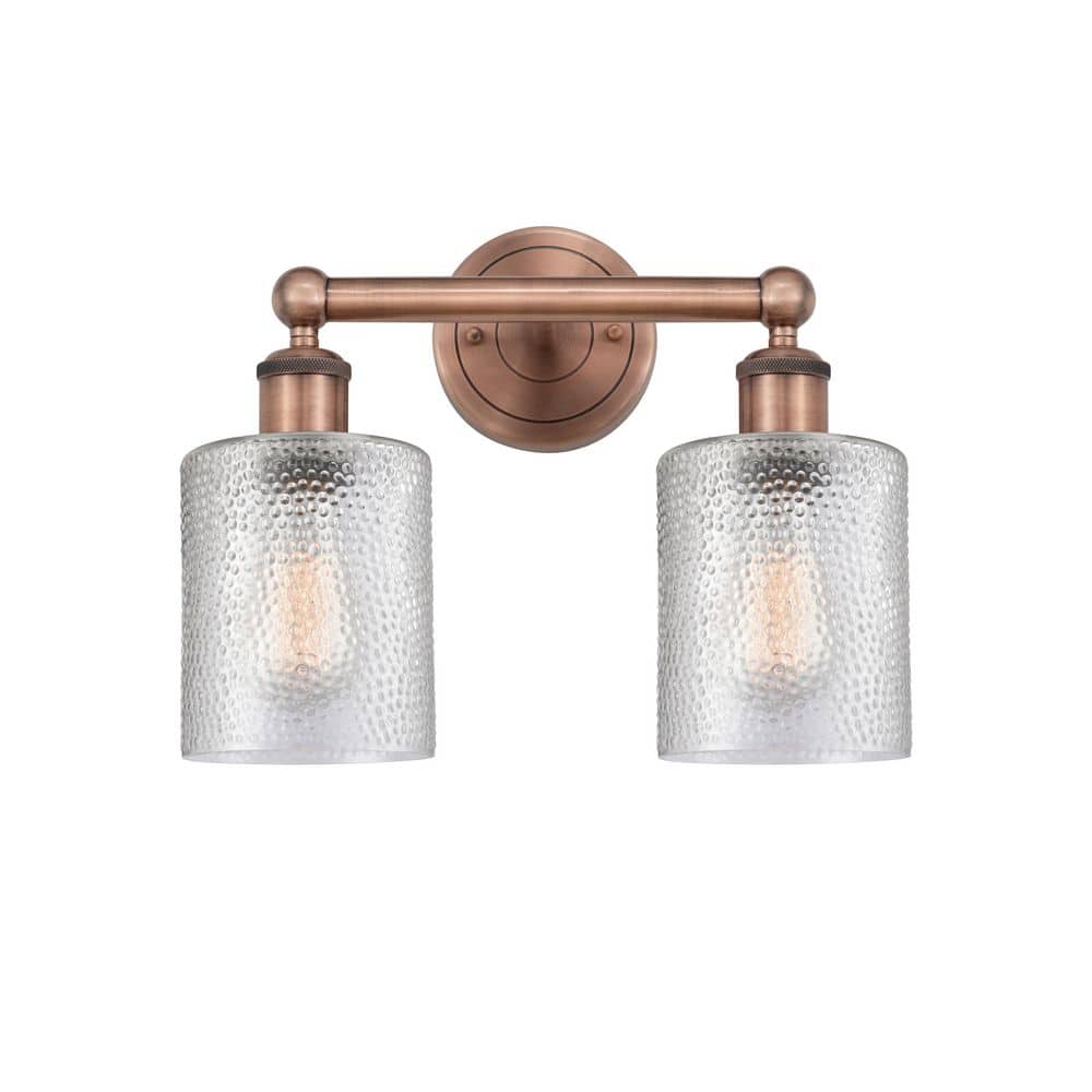 Cobbleskill 14 in. 2-Light Antique Copper Vanity Light with Glass Shade price history on PriceWatchPro