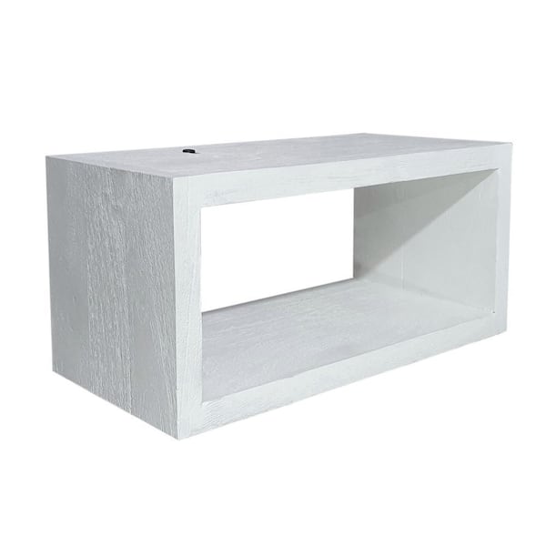 8.3 in. W x 18.1 in. D White Washed Acacia Wood Frame Decorative Wall Shelf