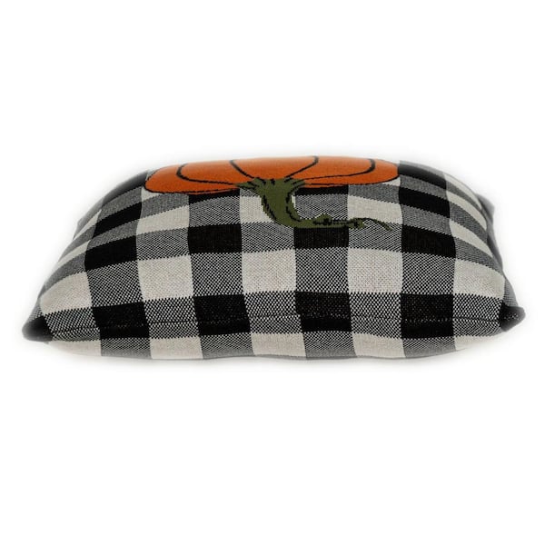 HomeRoots Jordan Black, White and Orange Geometric Cotton 4 in. x 20 in. Throw Pillow