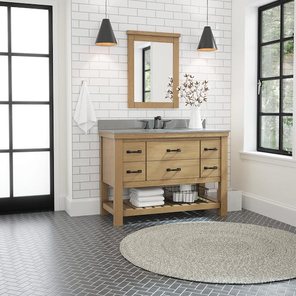 Weathersby 24 in. W x 32 in. H Rectangular Wood Framed Wall Bathroom Vanity Mirror in Bleached Pine